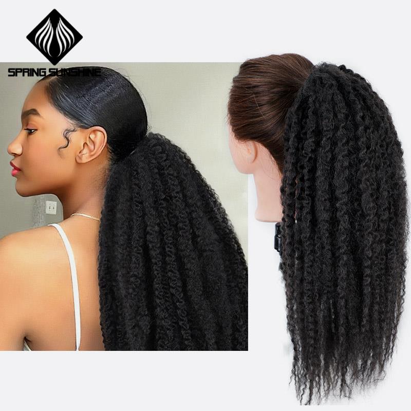 Spring sunshine 20" 24" Afro Kinky Curly Ponytail Marley Braids Twist Hairpiece Frizzy Synthetic Crochet Braids Hair Extensions