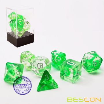 Bescon Crystal Grass 7-pc Poly Dice Set, Bescon Polyhedral RPG Dice Set Crystal Grass