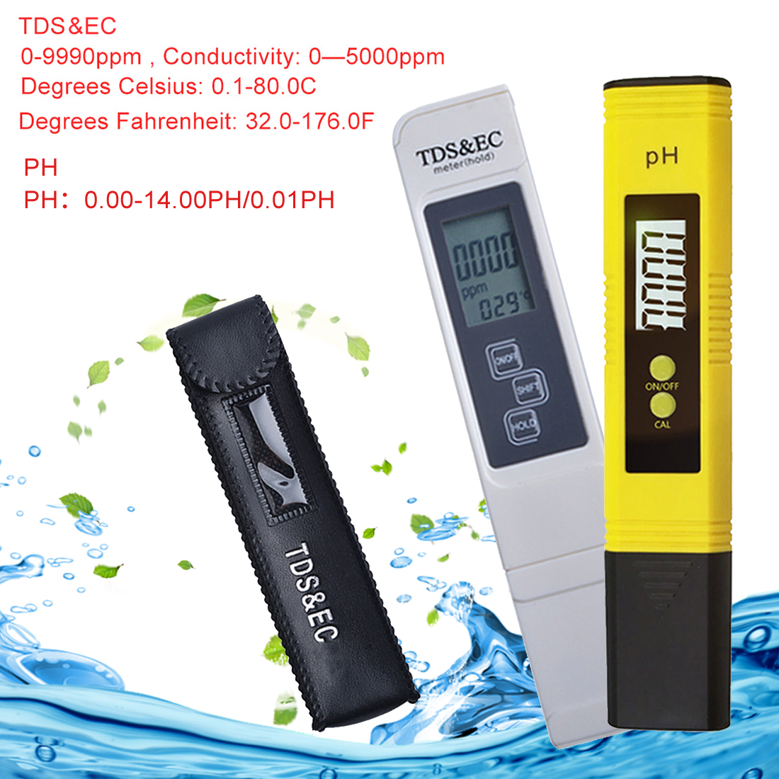 PH Tester+TDS& EC Meter/ TDS-3 Meter/ PH Paper Tester Meter Measure Water Quality Purity for Drinking /Pool /Aquarium