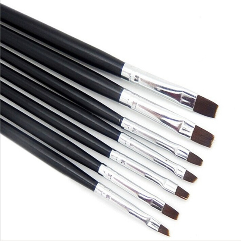 5pcs DIY Nail Art Brush Acrylic Pen Manicure Gel Brush Flat Nail Art Ombre Brush for Nail Art UV Gel Polish Painting Drawing