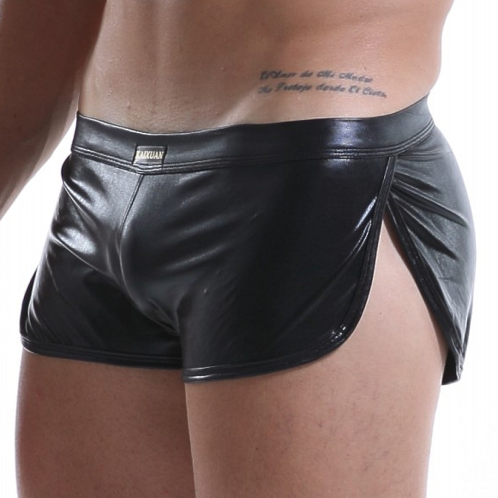 Men Sexy Underwear Patent Shorts Underpants Leather Boxer cueca masculina ropa interior Gay Underwear Boxer Panties 2020