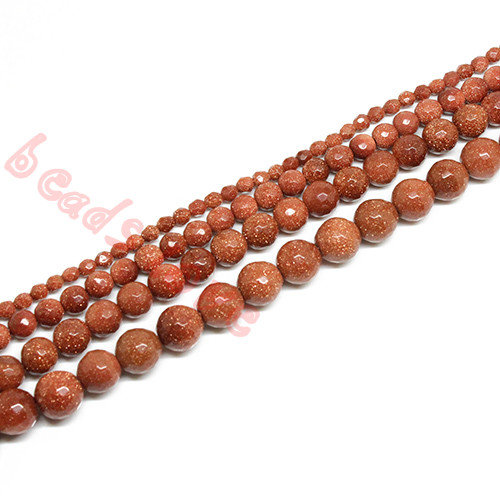 Natural Faceted Gold SandStone Round Loose Beads 16" Strand 4 6 8 10 MM For Bracelet Necklace Making (F00247)
