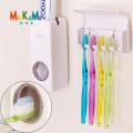 1 Set Creative Automatic Toothpaste Dispenser with Toothbrush Holder Bathroom Water Resistant Sticky Toothpaste Squeezer