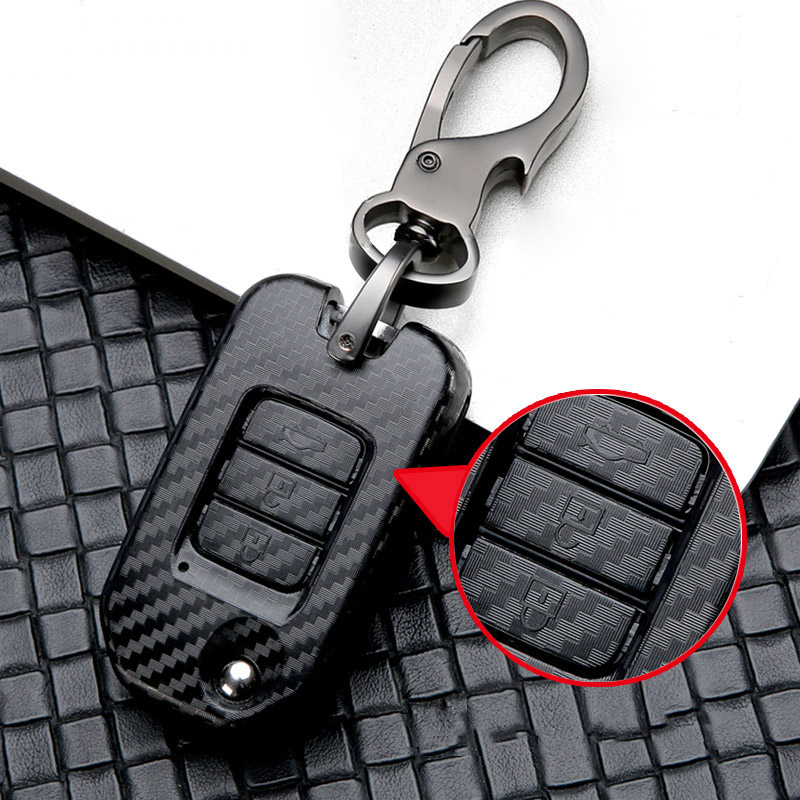 Car Glossy Carbon Fiber ABS Car Key Case for Honda Civic CR-V HR-V Agreement Jade Crider Odyssey Pilot Ridgeline Accessories