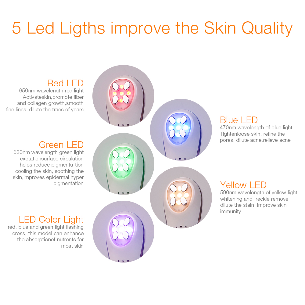 5 in 1 EMS Mesotherapy Electroporation Facial LED Light Photon Skin Care Device RF Radio Frequency Face Lifting Tighten