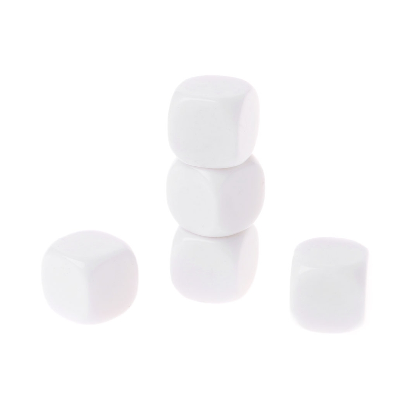 5pcs 20mm White Blank Acrylic Dice Kid DIY Write Painting Graffiti Family Games Multi Sides Dice for Board Game