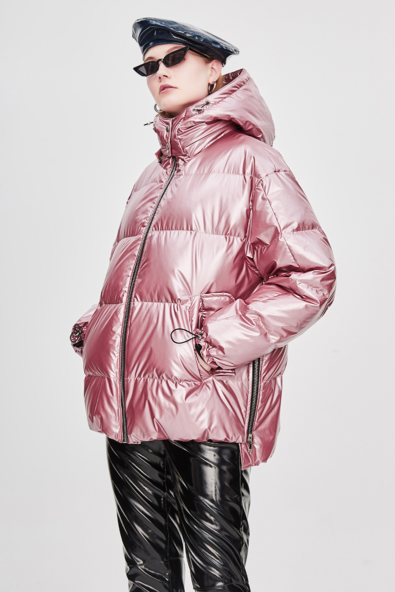 Loose Pink Hoodie Puff Jacket