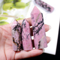 1pc Natural Crystal Point Rhodonite Healing Obelisk Rose Quartz Wand green Ornament for Home Decor Reiki Energy Stone Pyramid