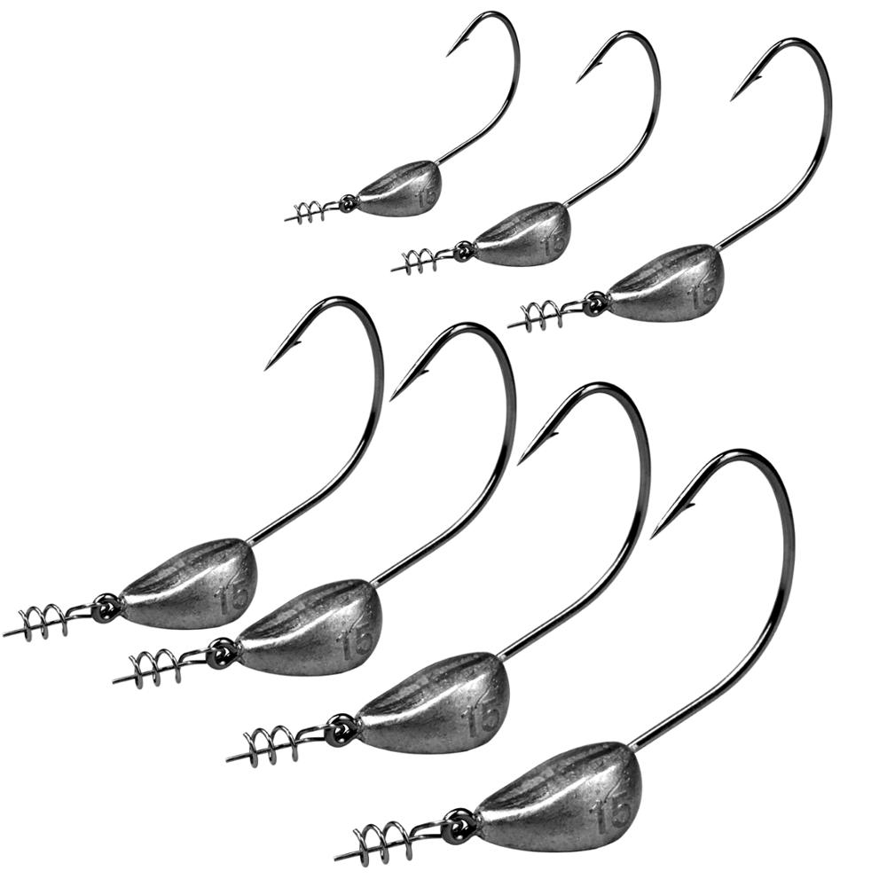 5pcs/lot Jig Head Fishing Hooks 3.5g 5g 7g 10g 15g 18g 21g Stand Up Lead Head Hook with Screw-in bait keeper For Bass Fishing