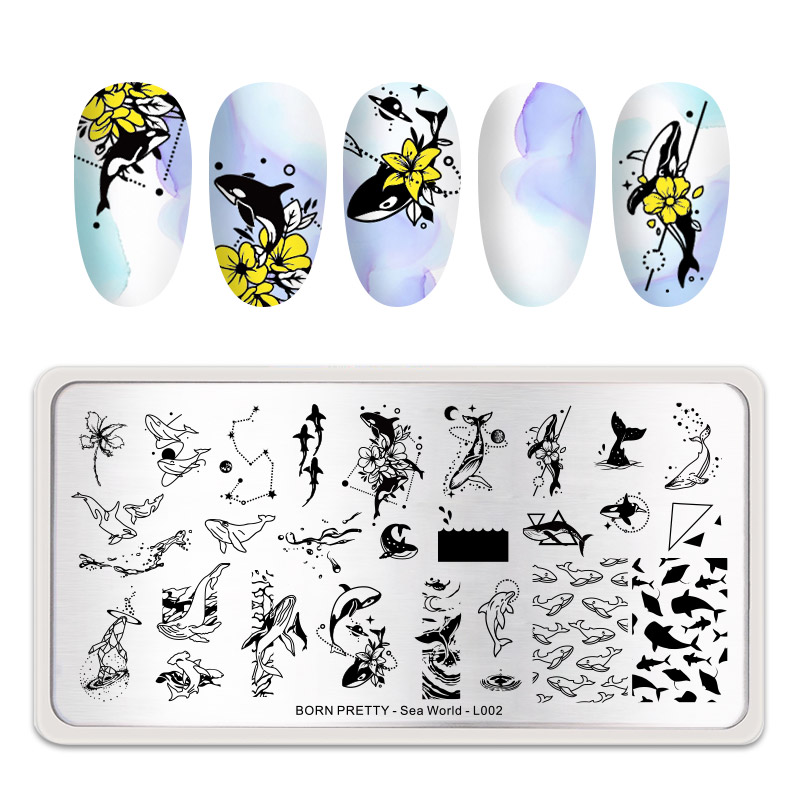 Nail Art Stamping Plate Ocean Theme Stamping Template Nail Art Image Plate Stencil Stainless Steel Printing Tools
