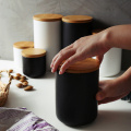 260ML 800ML 1000ML Ceramic Storage Tank Sealed Coffee Storage Bottle with Wood Lid Spice Jar Container Tea Pot Grain Organizer