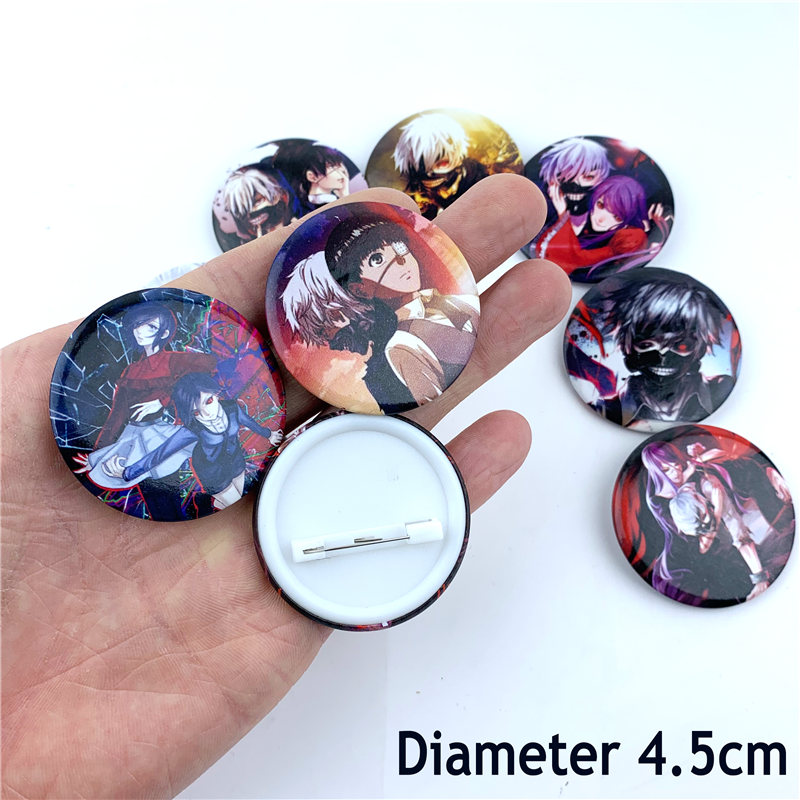 10Pcs/Set Anime Tokyo Ghoul Kaneki Ken Figure Badges Pins Button Brooch Chest Ornament Of Clothing Accessoies Cosplay Collection