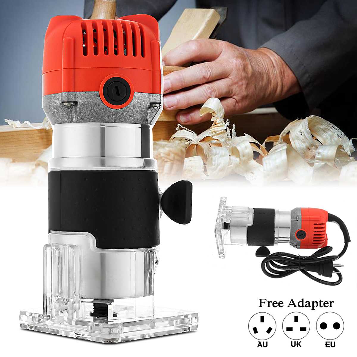 Electric Hand Trimmer Wood Laminate Router 6.35mm Small Copper Motor Carving Machine Woodworking DIY Power Tools