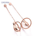 Cool Rose Gold Dangle Circle Earrings For Girls