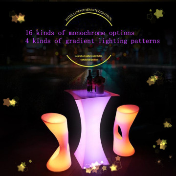 quality Rechargeable LED Luminous cocktail table ip54 waterproof plastic coffee table remote control color bar table set