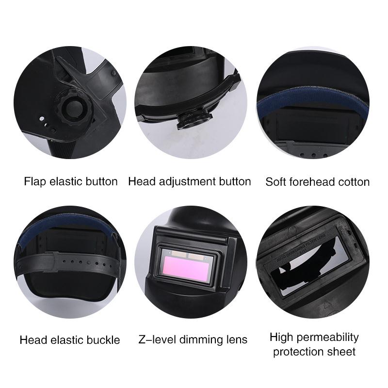 Solar Auto Darkening Black Protective Mask Welding Helmet Arc Tig Mig Head-Mounted Headband Anti-Glare Lens Welder Mask