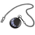 Moon Shaped Purple Flowers Pocket Watch Fashion Floral rattan Quartz Pocket Watch Jewelry Chain Clock Gifts for Men Women 2020