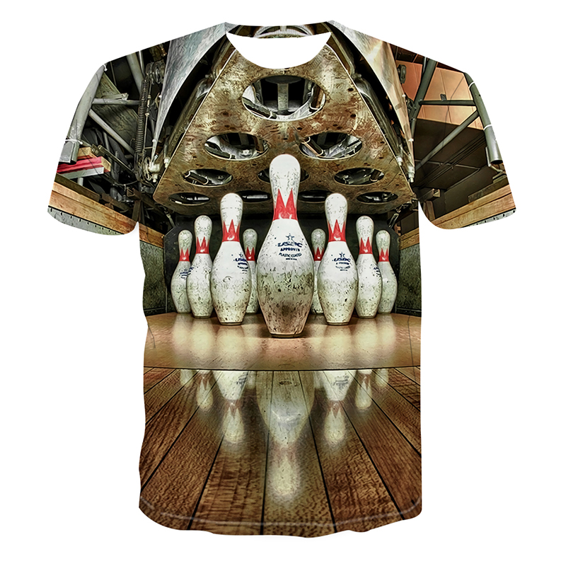 New Fashion Summer Casual 3D Printed Men's T-Shirt Bowling Pattern Short Sleeve Tops Lovers Sportswear Tee Baseball Uniform