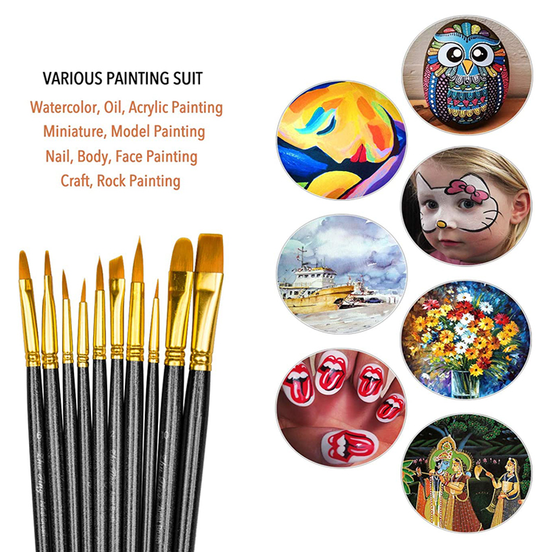 50pcs/Pack Detail Paint Brush Set Professional Synthetic Short Handle Brush Art Brush Supplies Watercolor Oil Paint Brush Set