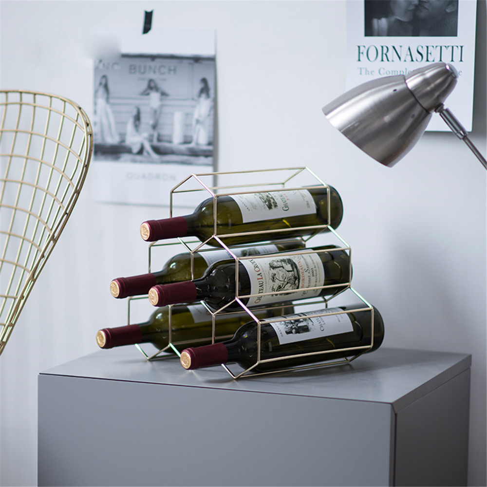 Nordic Creative Geometric Wine Rack Metal Simple Household Grape Wine Rack Restaurant Living Room Bar Wine Cabinet Wine Display