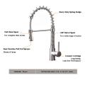 Kitchen Faucets Brushed Nickel Faucets for Kitchen Sink Hot and Cold Water Crane Single Pull Out Spring Spout Mixers Tap XT-202