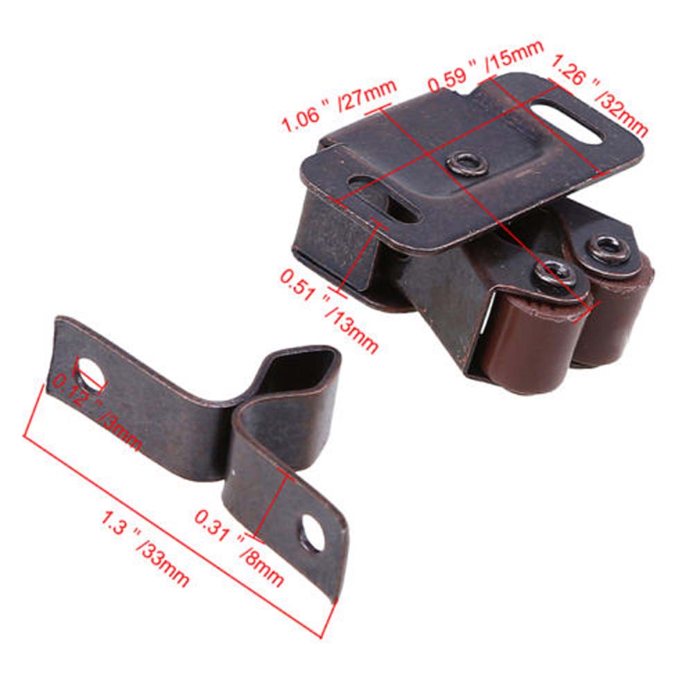 Premium Double Ball Roller Catches Cupboard Cabinet Door Latch Hardware Copper 3.2*2.7cm Durable Door Clip Buckle Handle