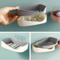 Non-perforated soap wall mounted double layer soap holder sponge dish soap dishes Self adhesive soap box bathroom accessories