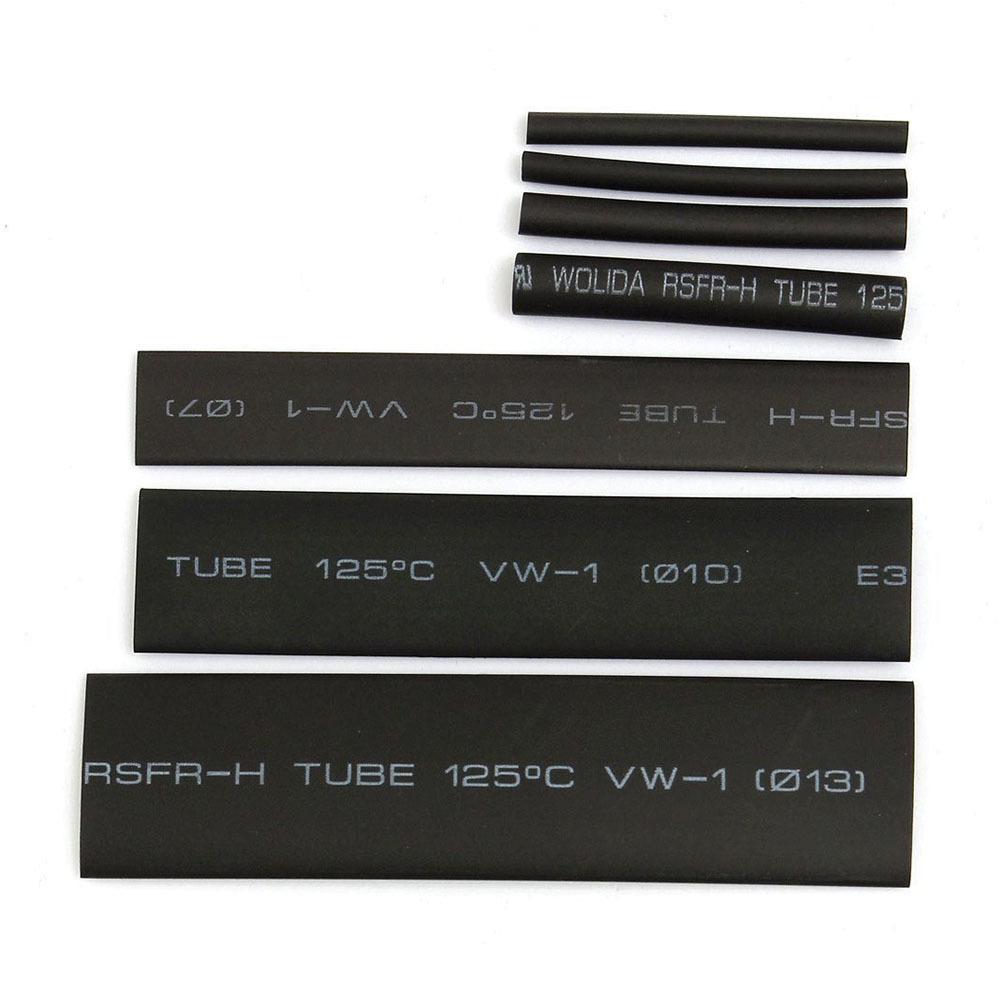 127PCS Polyolefin Car Electrical Cable Tube kits Heat Shrink Tube Tubing Sleeve Wrap Wire Assorted 7 Sizes Black