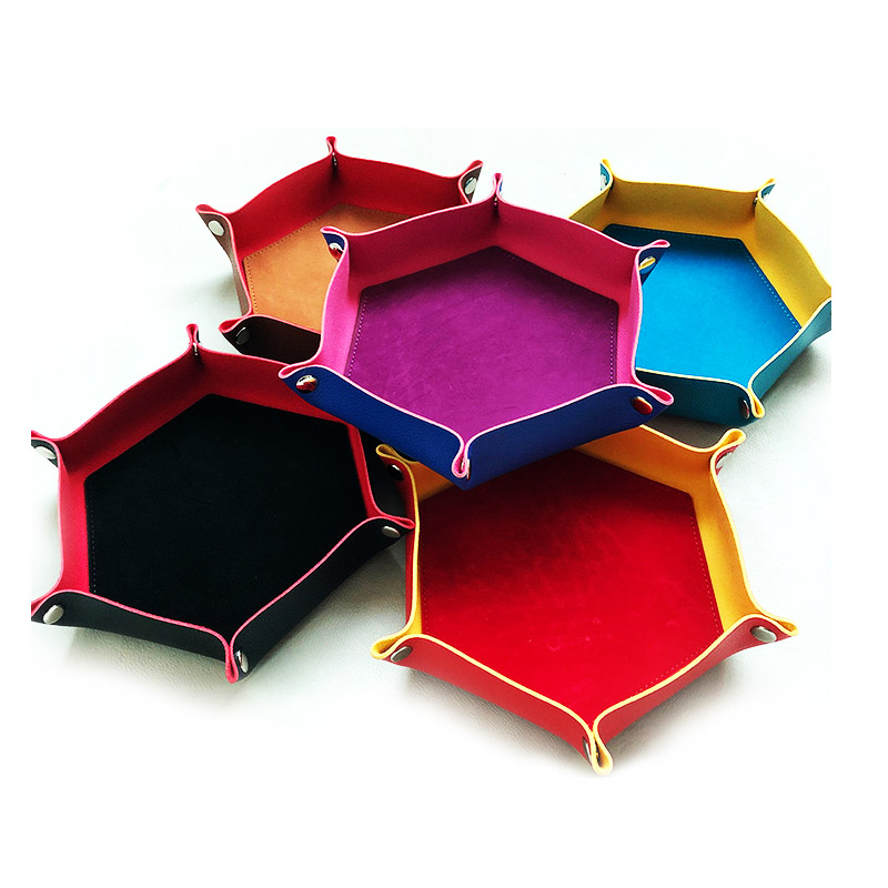 Bescon Hexagon Folding PU Leather and Velvet Dice Tray, Portable Dice Holder for DND, RPG, MTG Dice Gaming D&D Table Games