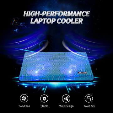 High-performance Laptop Cooler Laptop Cooling Pad Double Fans Cooler with Two USB Ports Support for Laptops Under 17 inch Blue