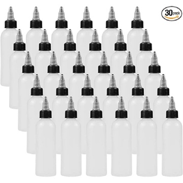 30 Pack Plastic Dispensing Bottles Lab Dropping Bottles Boston Round LDPE Plastic Squeeze Bottle with Twist Top Caps(120ML)