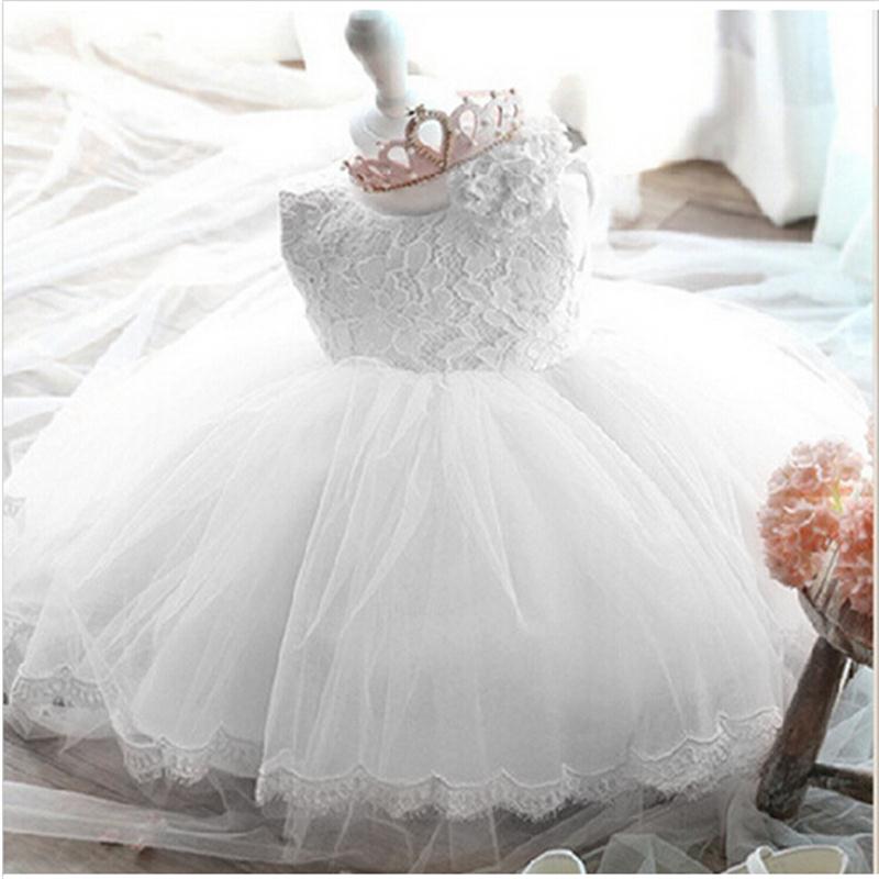 Newborn Baby Dress Christening Baptism Dress with Cute Bow Embroidery Toddler Baby Girl 1 Year Birthday Party Dress Ball Gown