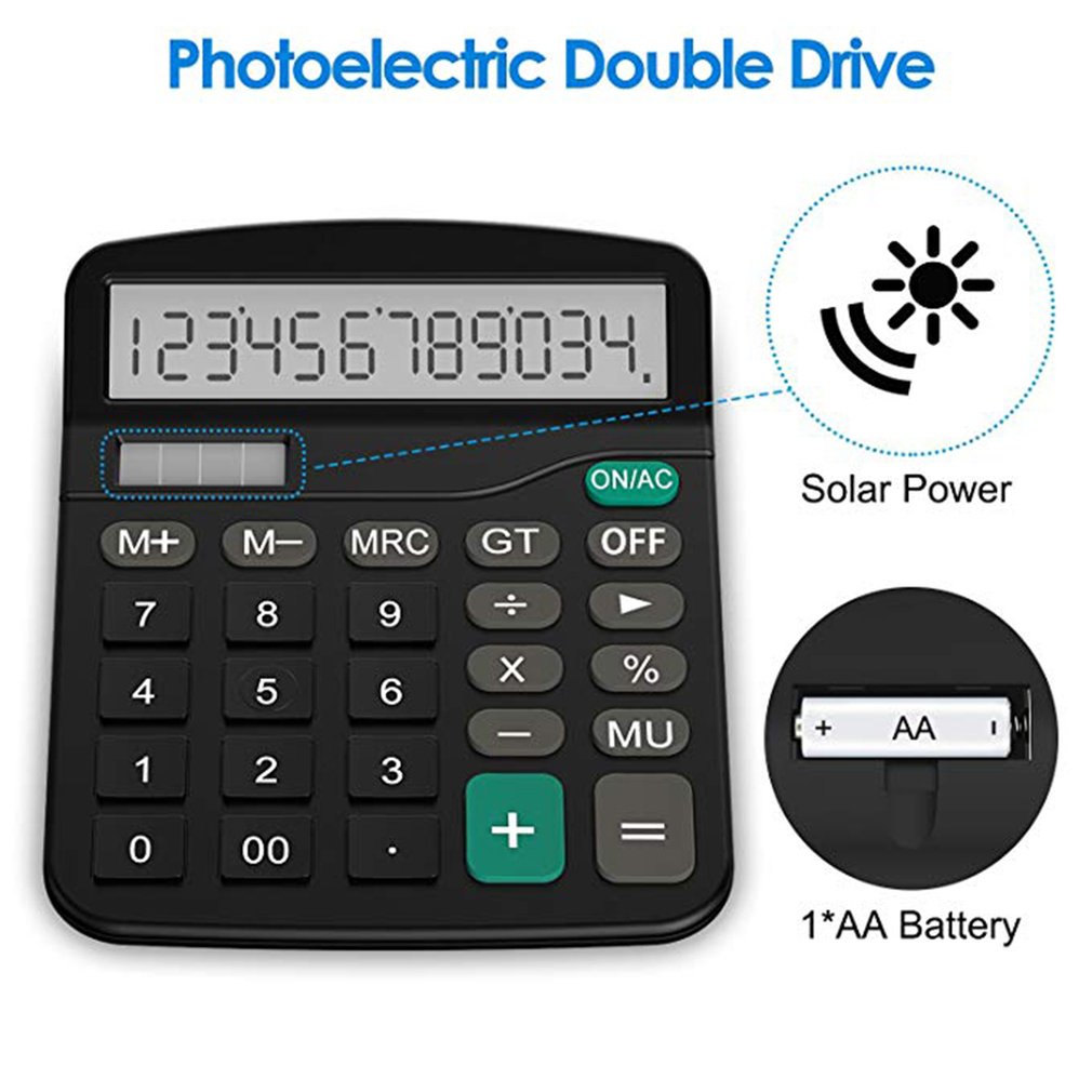 Office Finance Calculator Calculat Plastic Solar Computer Business Finance Office Calculator 12-Bit Desktop Calculator Office