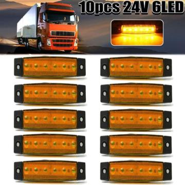 10pcs Car 12V 6LED Side Marker Indicator Lights Amber Lamp for Truck Trailer Bus Boat Amber Rear Light Aanhanger Led Verlichting