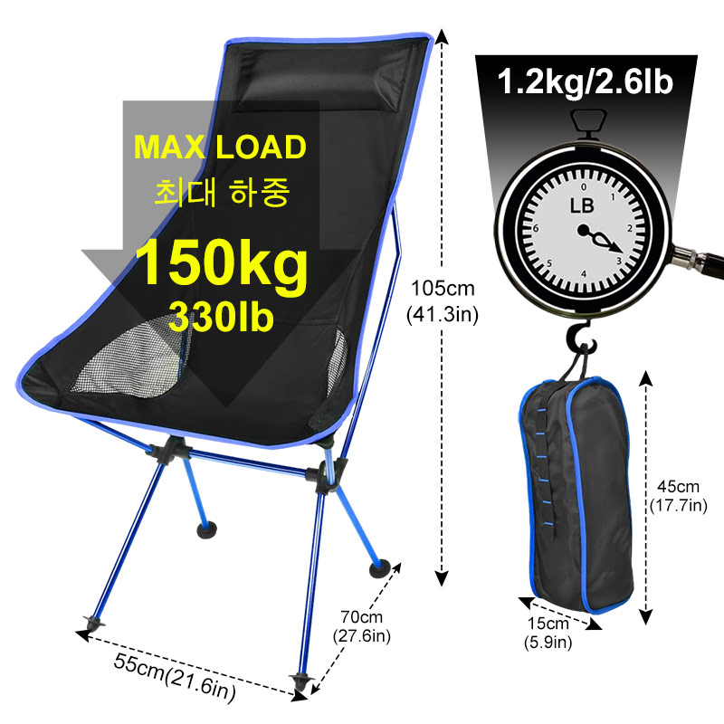 Outdoor Camping Chair Oxford Cloth Portable Folding Lengthen Camping Seat for Fishing Festival Picnic BBQ Beach Ultralight Chair