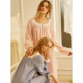 Spring Autumn 100% Cotton Women's Sleepwear Pink Princess Girls Long Nightgowns Loose Nightwear