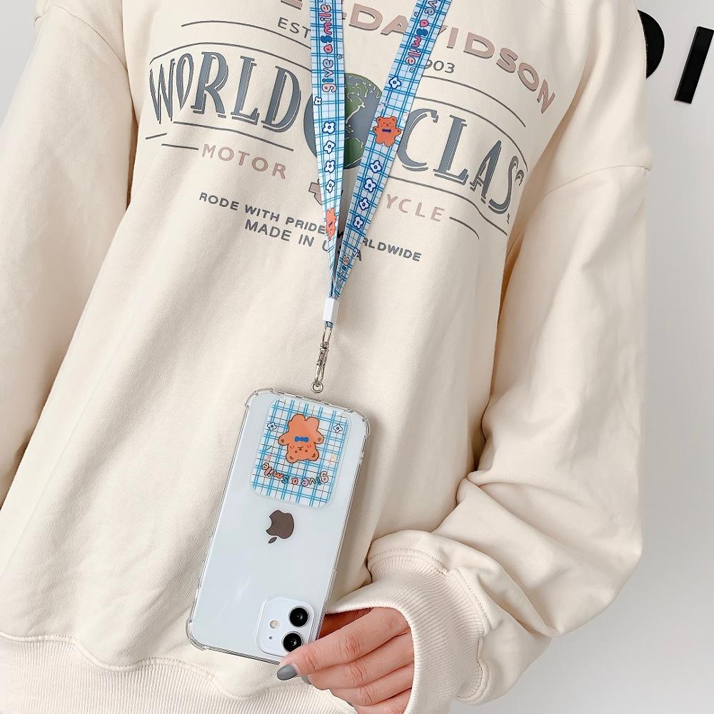 Fashion Cartoon Patch with Lanyard Mobile phone Lanyard Bag Easy to carry High Quality PVC Pendant For Intelligent mobile phone