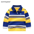 Mudkingdom Boys Polo Shirts Long Sleeve Striped Cute Dinosaur Embroidery Tops