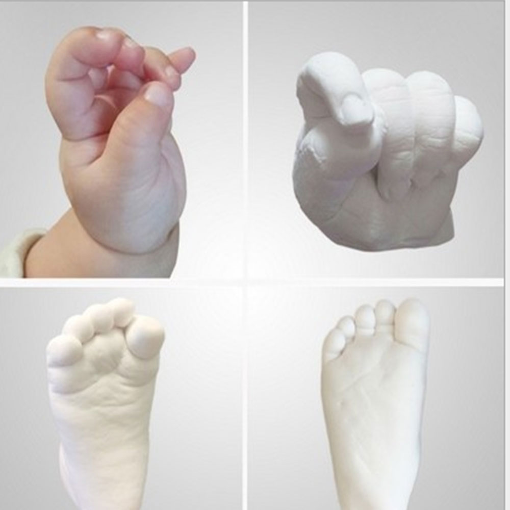 DIY Replica 3D Hand & Foot Print Mold Powder Gypsum Powder Baby Birthday Gift Handprint Footprint Gift Plaster Casting Kit