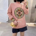 Women Original Design Autumn Winter Vintage Mori Girls Sweet Mushroom Embroidery Cute White Knitted Pullover Sweaters