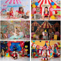 Circus Theme Birthday Party Backdrop Newborn Children Portrait Photography Background Circus Carnival Baby Shower Photocall Prop