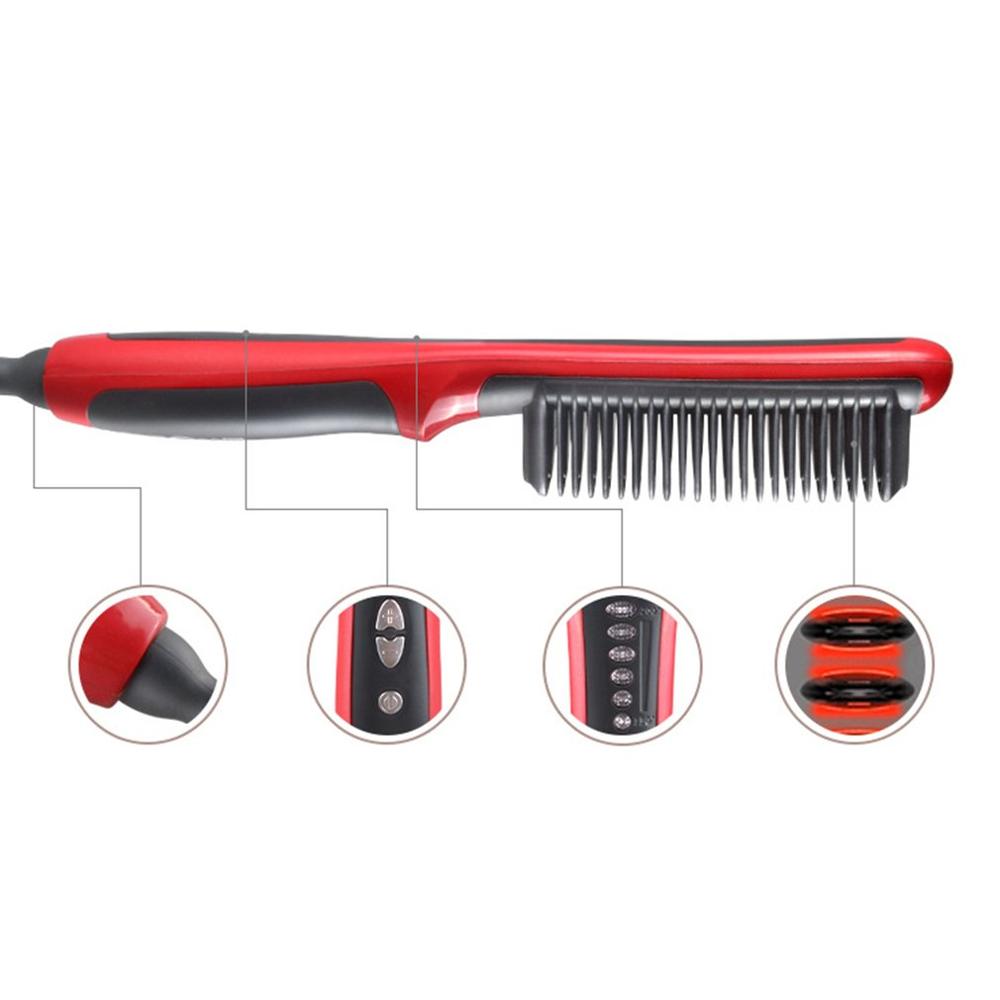 HQT-908B Hair Straightener Durable Electric Straight Hair Comb Brush LCD Heated Ceramic Hair Straightening Brush EU Plug