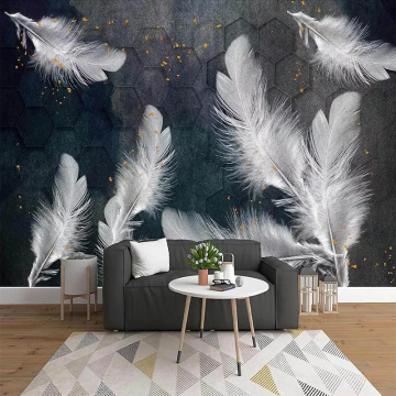 Custom Wallpaper 3D Blue Watercolor Background Wall White Feather Murals Living Room Bedroom Modern Abstract Art 3D Wall Papers