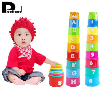 Colorful Baby Math Toy Funny Piles Cup Cute Cup Toy Stacking Pile Up Cups Count Plastic ABS Number Letter Toy for Kids P20