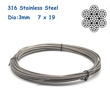 20m/30m/50m 316 Stainless Steel Aircraft Wire Rope Deck Cable Railing Kit 7x19 3mm Dia For Indoor or Outdoor Application