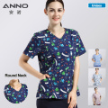 ANNO Round Neck Hospital Staff Scrubs O Neck Nursing Uniform Unisex Dental Clinic Supplies Nurse Work Suit Dentist Clothing