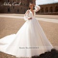 Ashley Carol Satin A-Line Wedding Dress 2020 Sexy V-neck Backless Shining Puff Sleeve Vintage Wedding Gowns Vestido De Noiva