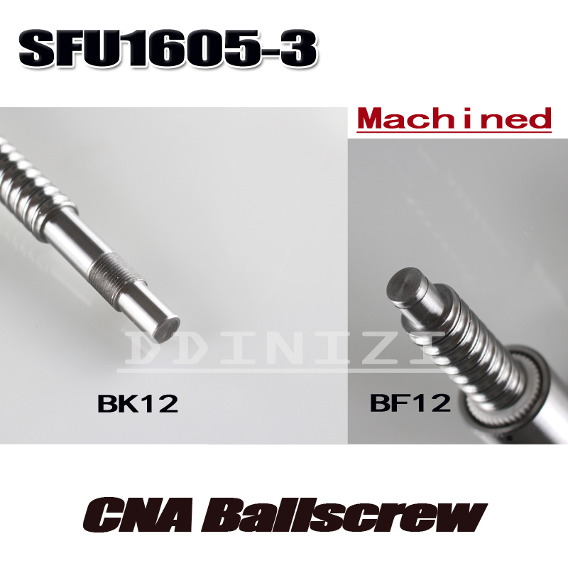 SFU1605 300mm RM1605 300mm SFU1605-3 Rolled Ball screw 1pc+1pc ballnut + end machining for BK/BF12 standard processing