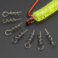 50pcs / lot fishing hook centering pin spiral fishing bait steel spring crank lock stainless steel for soft bait fishing accesso