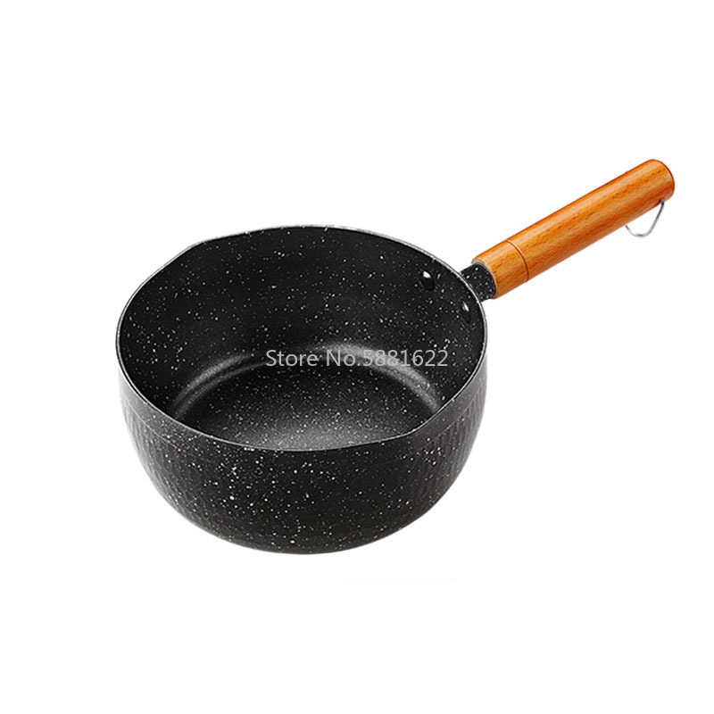 Pans 18/20 CM Soup Stock Pots Maifan Stone Cookware with Wooden Handle Milk Pot Universal Frying Pan Kitchen Pot Frying Pan